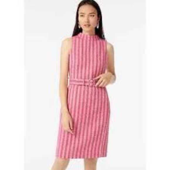J. Crew Mock Neck Sheath Dress in Disco Tweed - Picture 1 of 3
